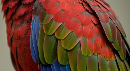 Obraz premium Close-up of a macaw's vibrant feathers, photo