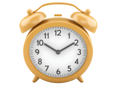 3D Illustrated Yellow Alarm Clock Graphic Design Isolated Background