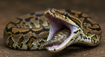 Obraz premium Snake eating prey photo