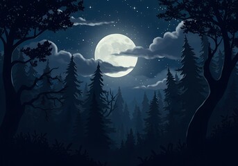 Moonlit Night in the Woods

