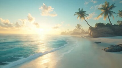 Tropical beach at sunrise