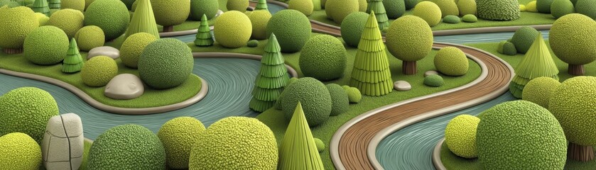 Lush green landscape illustrating environmental harmony and resource equilibrium A picture of sustainable practices in action - afforestation environmental green landscape lush