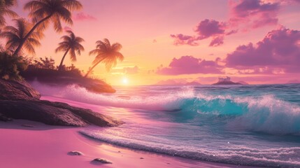 Tropical island paradise sunrise
