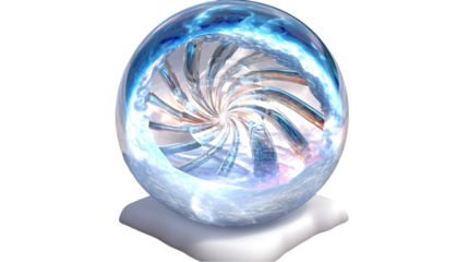 3D Illustration Glowing Crystal Sphere With Spinning Vortex