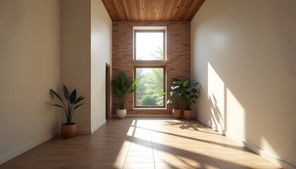 Fototapeta premium elevated square block with sunbeam from window