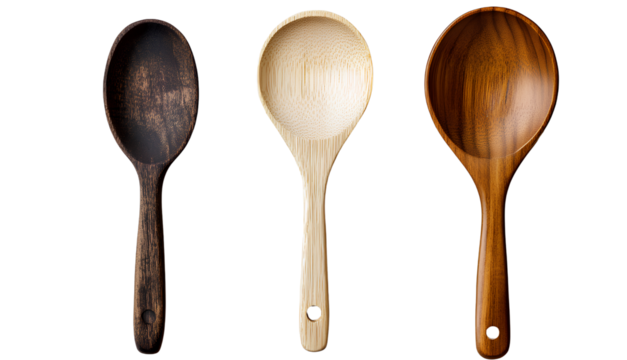 Wooden spoon isolated on transparent background, PNG file 