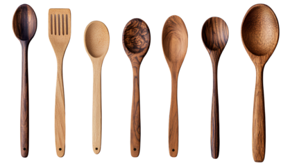 Wooden spoon isolated on transparent background, PNG file 