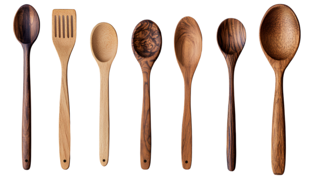 Wooden spoon isolated on transparent background, PNG file 