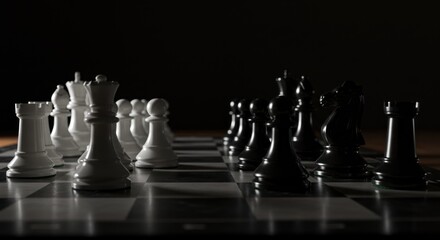 Naklejka premium Chessboard with Chess Pieces - Photo