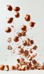 Fototapeta premium Hazelnuts in mid-air