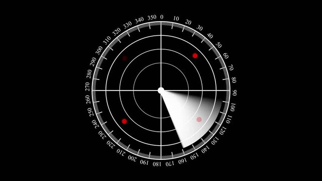 . Glowing green sonar radar animation with navigation screen interface