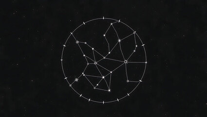 Interstellar Cosmic Connections: Vector Art and Graphic Design Illustrating Celestial Patterns in the Night Sky Constellation Map