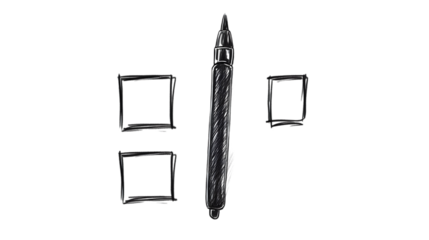 Abstract Geometric Illustration with Black and White Lines and Squares, Isolated Background