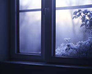 Fototapeta premium Snowy Winter Scene Through a Window