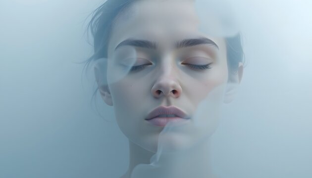 soothing face mist in soft fog, blank conceptual scene with room for text.