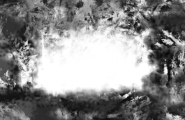 black white snow frame border isolated on white or transparent PNG