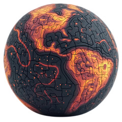 3D Illustration Of A Volcanic Puzzle Earth Isolated Background