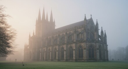 Obraz premium Gothic Church in the Fog - Photo
