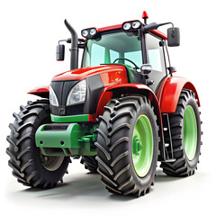 Red tractor isolated on white background