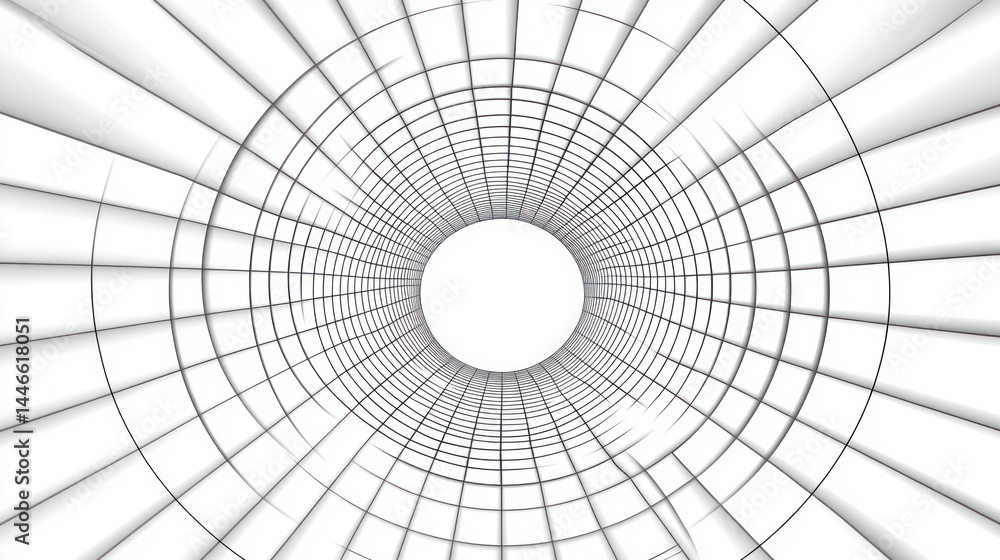 Poster abstract tunnel with radiating grid lines, converging to a central point