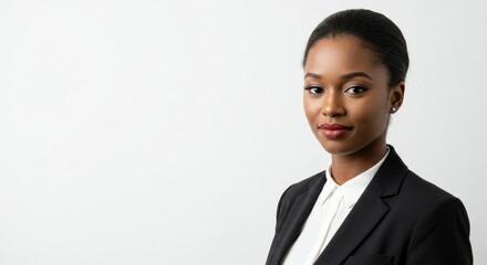Confident African American Woman in Business Attire, Looking Dir