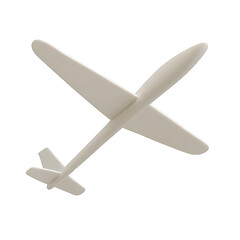 Obraz premium Sleek white model glider toy featuring broad, efficient wings and an aerodynamic fuselage, perfect for flight fun.