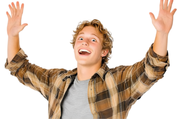 Excited Teenager Celebrating, Photo, Isolated, Transparent Background
