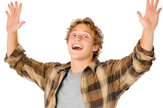 Excited Teenager Celebrating, Photo, Isolated, Transparent Background