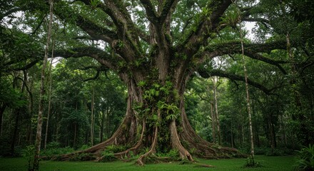 Fototapeta premium Giant Tree in Lush Forest - Photo