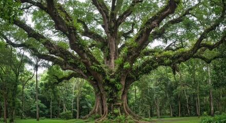 Fototapeta premium Majestic Tree in Lush Forest, Photo