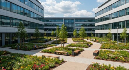 Modern Office Complex with Courtyard (Photo)