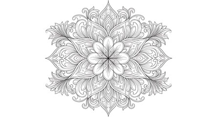Fototapeta premium Detailed Flower Mandala Design with Intricate Line Art