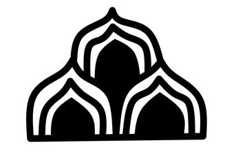 Abstract black and white symmetrical floral shape. Stylized geometric flower design in a square.