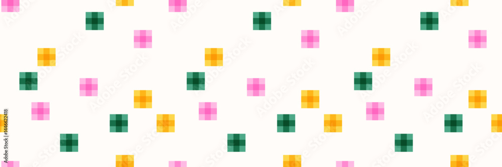 Poster fun colored pixel art seamless pattern. retro risograph block shapes background. abstract graphic ar