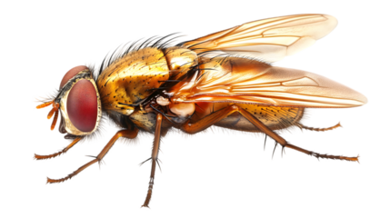 Detailed Isolated Side View Of Brown Gold Fly Realistic Photo With Transparent Background