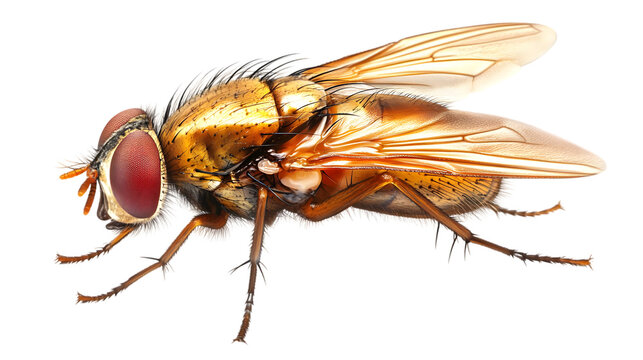 Detailed Isolated Side View Of Brown Gold Fly Realistic Photo With Transparent Background