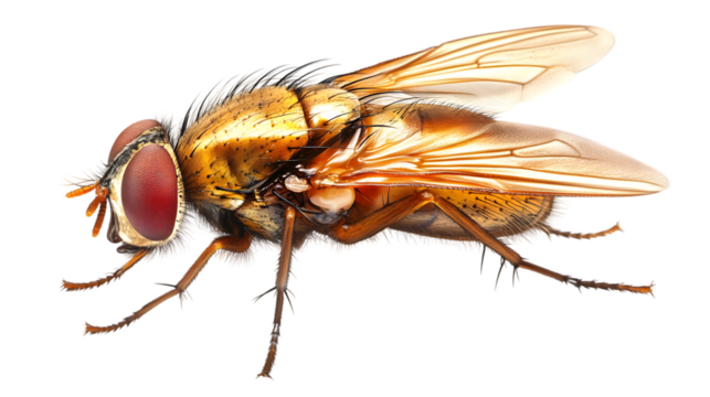 Detailed Isolated Side View Of Brown Gold Fly Realistic Photo With Transparent Background