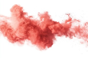 Red powder explosion isolated on white background