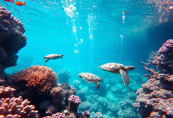 Naklejka premium coral reef with fish