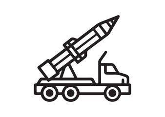 Naklejka premium Modern war patriot missile system icon, Modern war patriot missile system silhouette vector