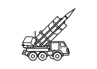 Naklejka premium Modern war patriot missile system icon, Modern war patriot missile system silhouette vector