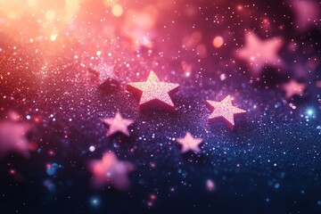 Glittery stars, festive background, celebration, holiday card