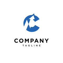Letter C Line Chart Logo Icon Vector