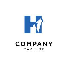 Letter H Line Chart Logo Icon Vector