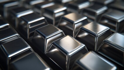 Obraz premium Close-up view of metallic ingots
