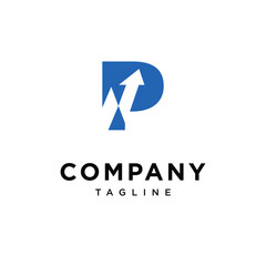 Letter P Line Chart Logo Icon Vector