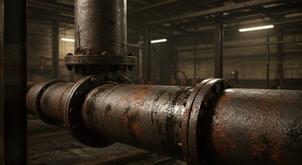 Rusted Pipes in Industrial Setting - Photo