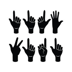  Hand Gestures Simple Black .Collection of Hand Gestures Simple Black Silhouettes for Design Projects.