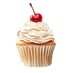 Artistic Cupcake with Cherry Delight on transparent background