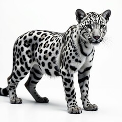 Naklejka premium Sleek leopard print in shades of grey on white background, fashion, vector, animal